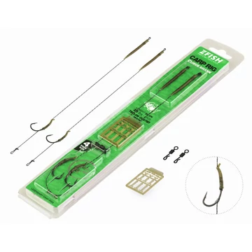 ZFISH Curve Shank Carp Rig 2-es horogméret, előkötött mikroszakállas horog, 2 db/csomag