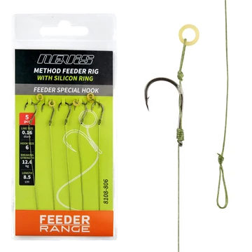 Nevis Feeder fonott előke szilikon gyűrűvel 5db/cs.