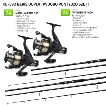 Nevis Dupla Távdobó pontyozó szett  2x 1226-363+ 2x  2545-450