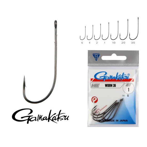 Gamakatsu Worm-36 horog 6db/cs