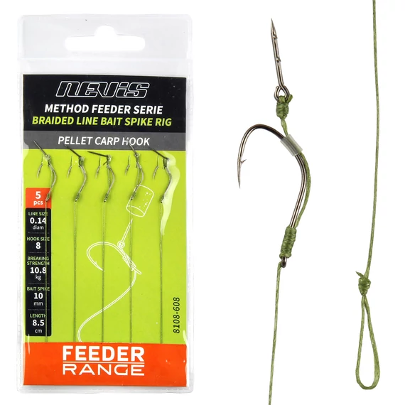 Nevis Feeder fonott előke csalitüskével 5db/cs.
