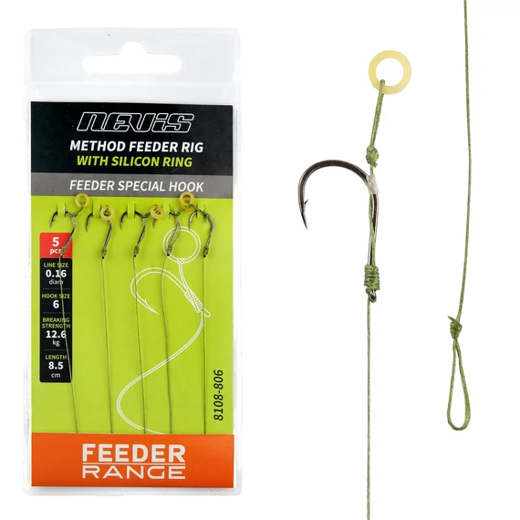 Nevis Feeder fonott előke szilikon gyűrűvel 5db/cs.