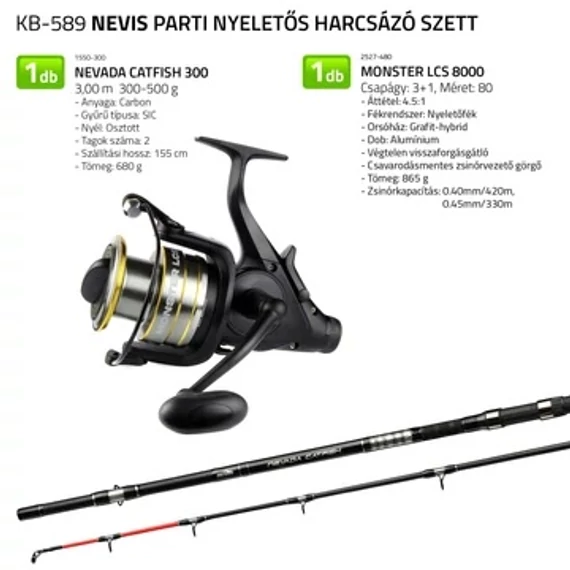 Nevis Parti nyeletős harcsázó szett  1550-300+ 2527-480