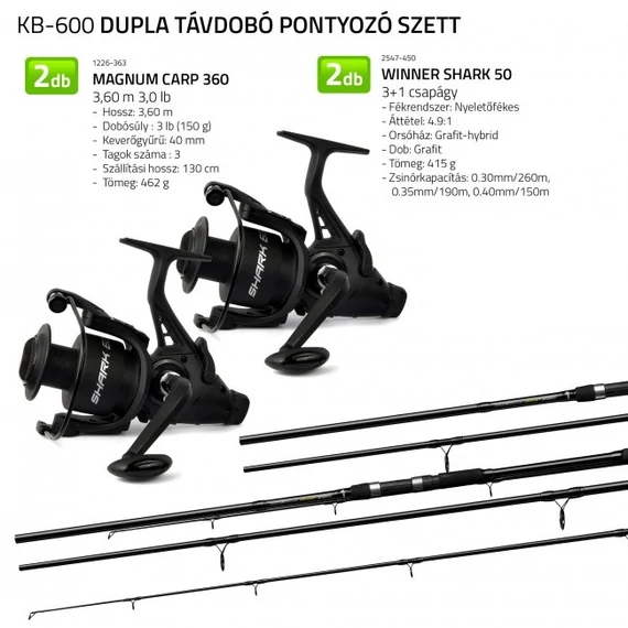 NEVIS Dupla távdobó pontyozó szett 2x 1226-363+ 2x 2547-450